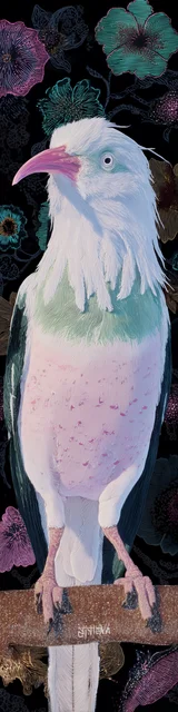 Free bird bookmark featuring a white bird on a dark background